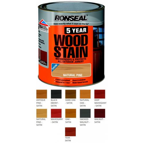 Ronseal 5 Year Wood Stain for Exterior Wood 250ml 11 COLOURS